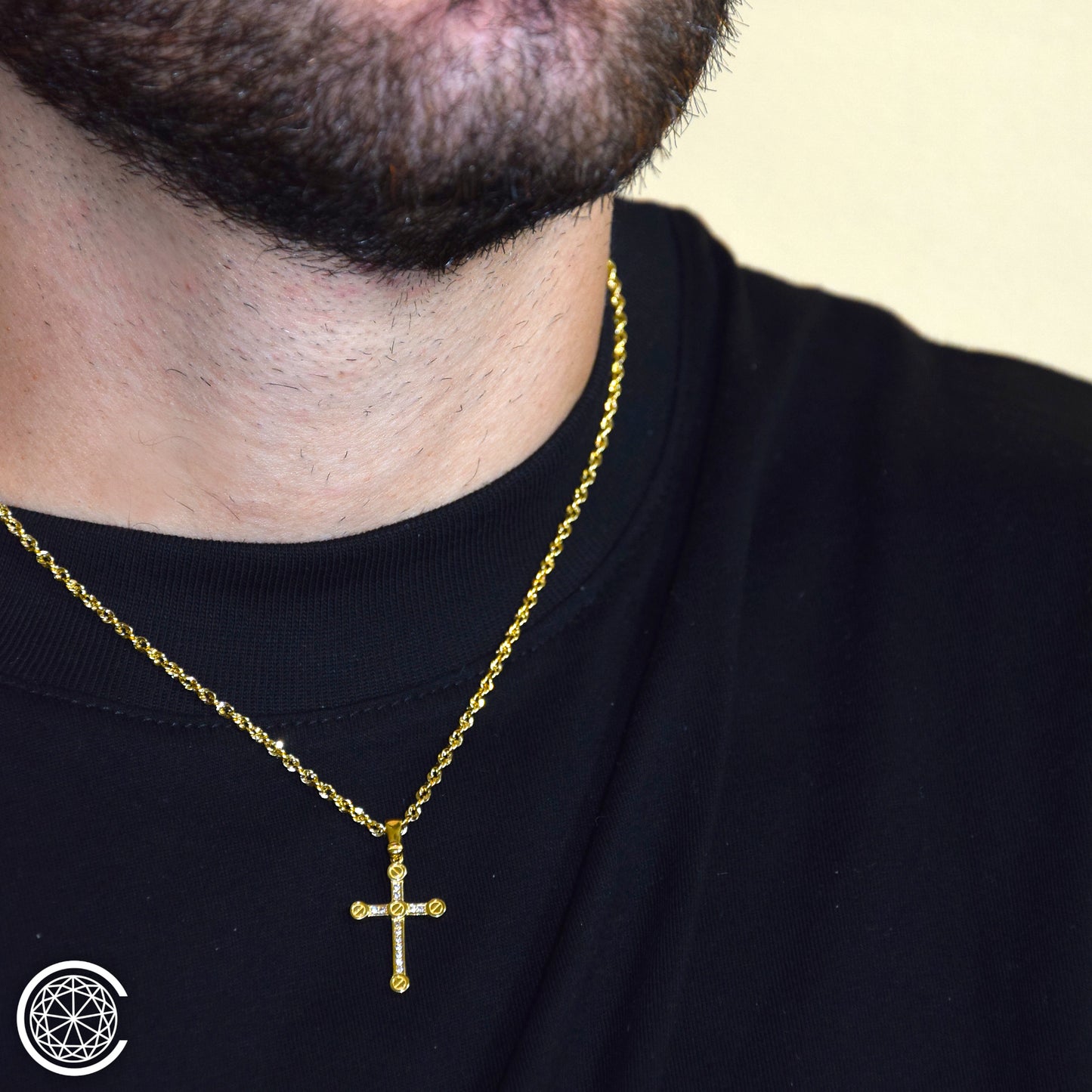 Croce con zirconi oro 18k