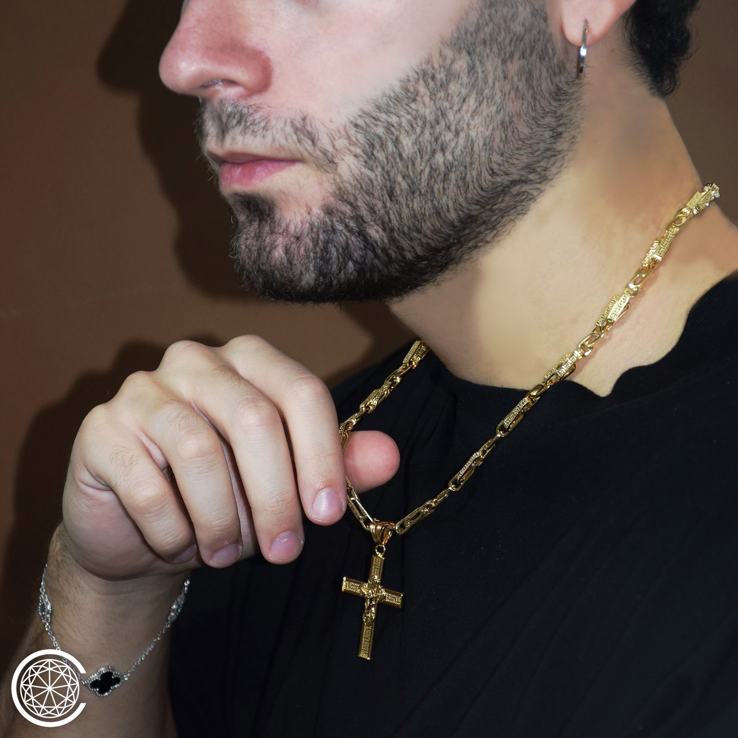 Croce con Greca oro 18k