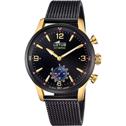 LOTUS HYBRID BLACK AND GOLD MEN'S WATCH