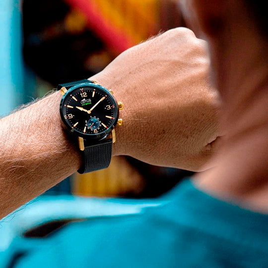 OROLOGIO LOTUS IBRIDO NERO E ORO UOMO