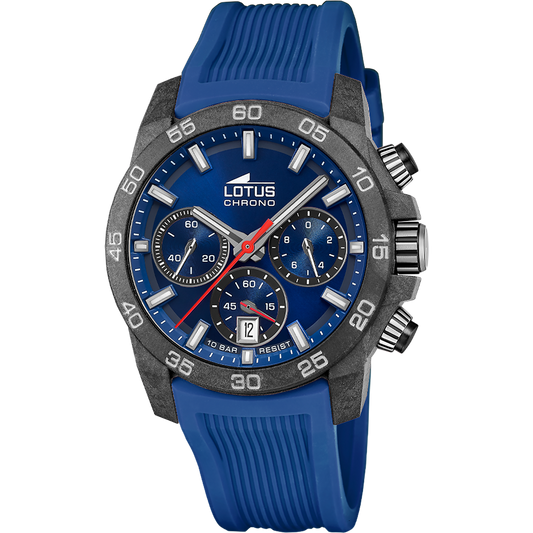 Montre Lotus Chrono bleu clair avec bracelet en caoutchouc pour homme