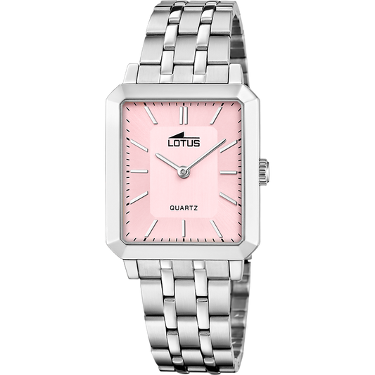 MONTRE RECTANGULAIRE ROSE LOTUS POUR FEMME