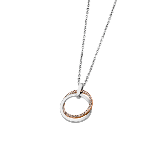 Collier géométrique style lotus LS1780-1/2 en acier inoxydable 316L, pour femme