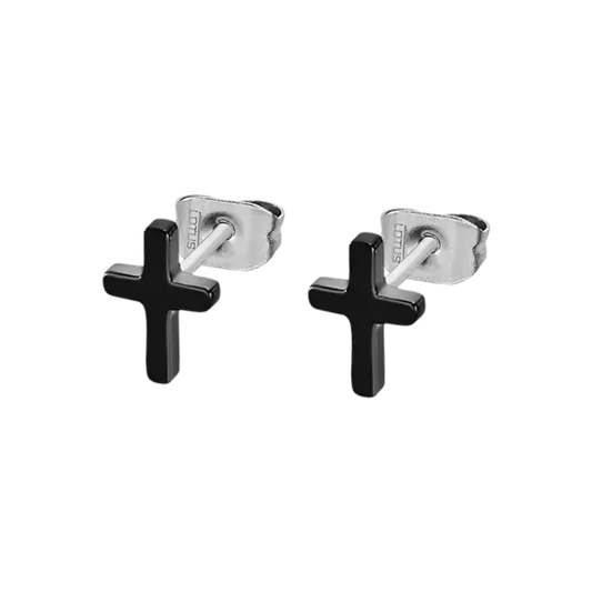 LOTUS STYLE CROSS EARRINGS LS2227-4/1 316L STAINLESS STEEL, MEN