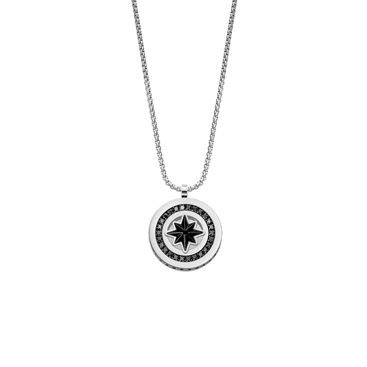 Collier fantaisie Lotus Style pour homme, noir, en acier inoxydable 316L, référence LS2368-1/1.