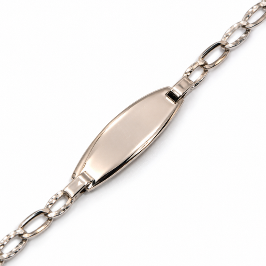 Bracciale Cheval satinata con targa oro bianco 18 carati