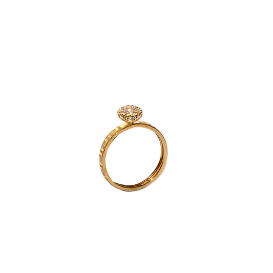 18K gold Greek key solitaire ring