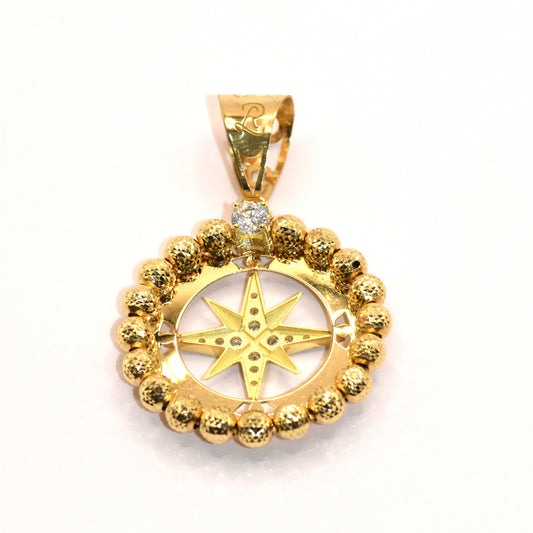 18K Gold Compass Rose Pendant
