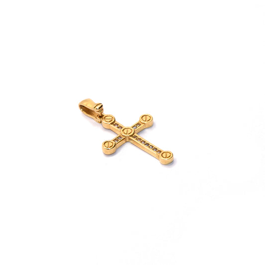 18K gold cross with zirconia