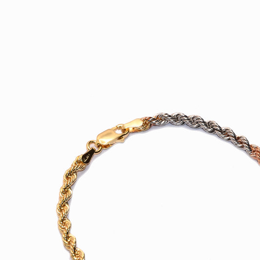 Bracciale corda tre ori 18 carati