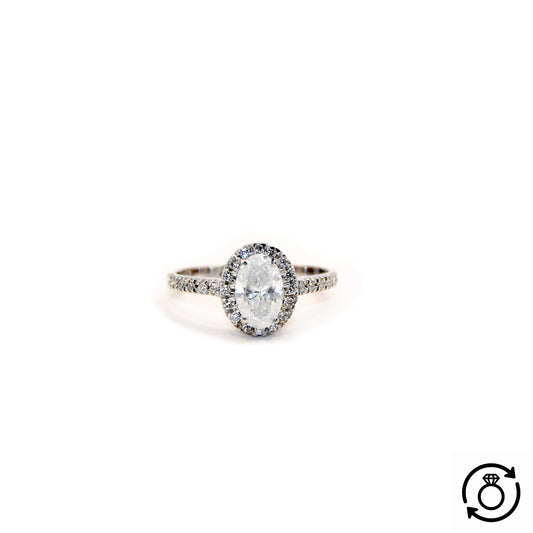 Anello solitario oro 18k con diamante ovale 1,01 CT