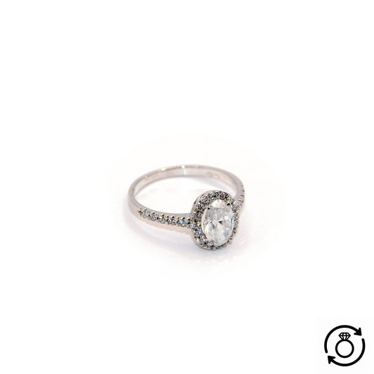 Anello solitario oro 18k con diamante ovale 1,01 CT