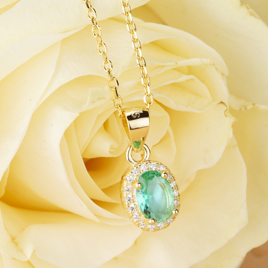 BARBIERI 925 silver oval emerald necklace