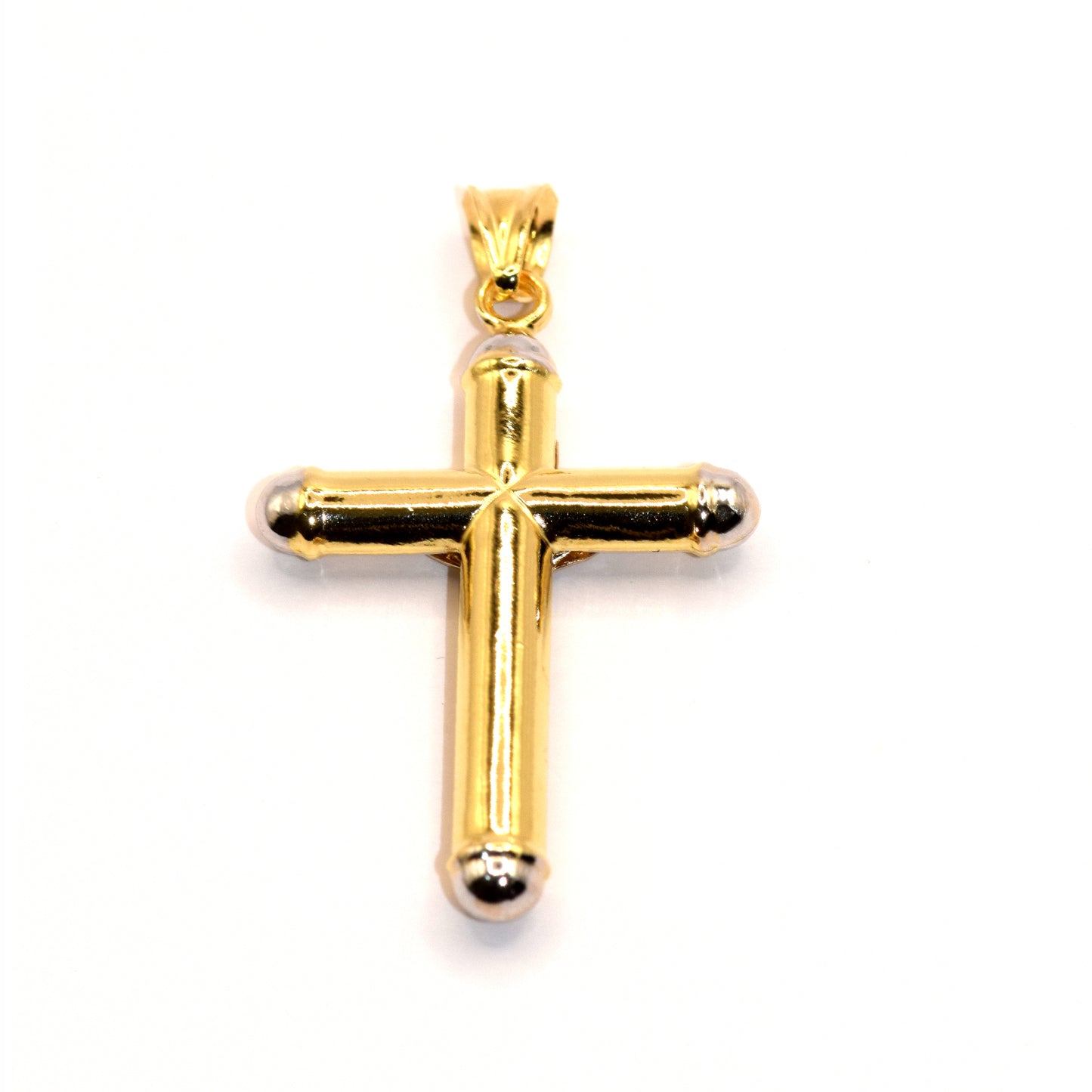 Croce bicolore con cristo oro 18k