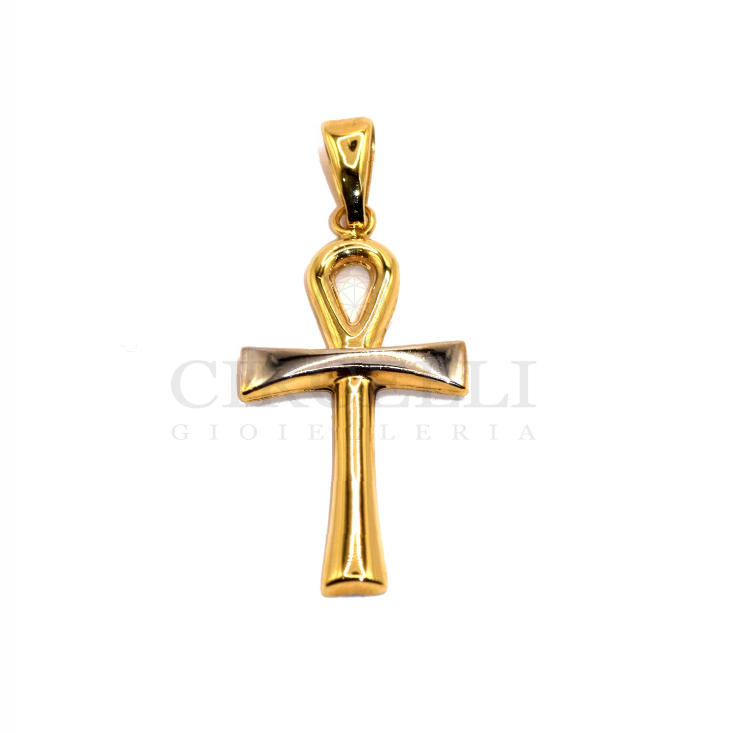 Croce Egizia bicolore oro 18k