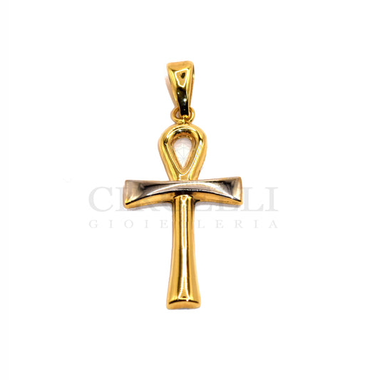 Croce Egizia bicolore oro 18k