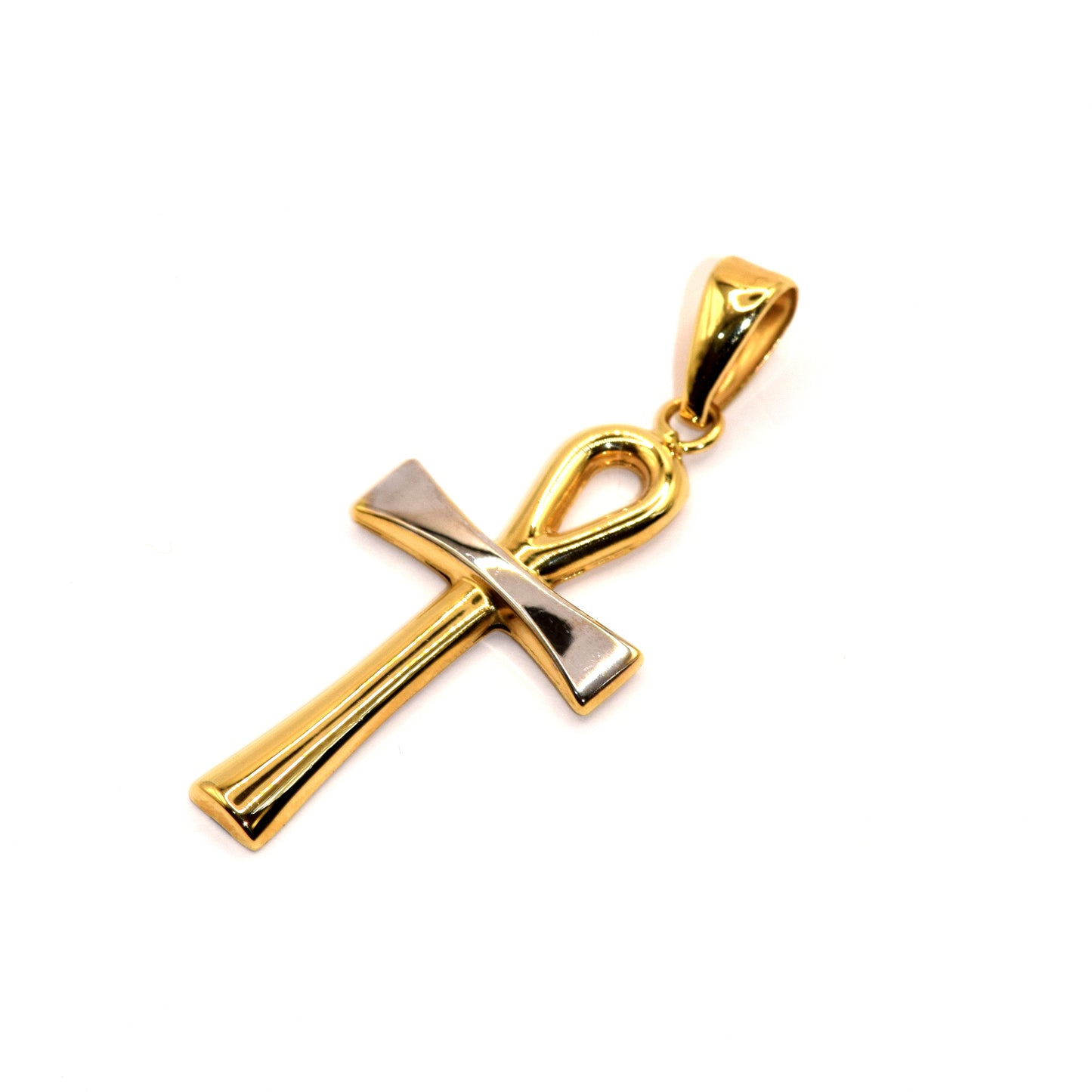 Croce Egizia bicolore oro 18k