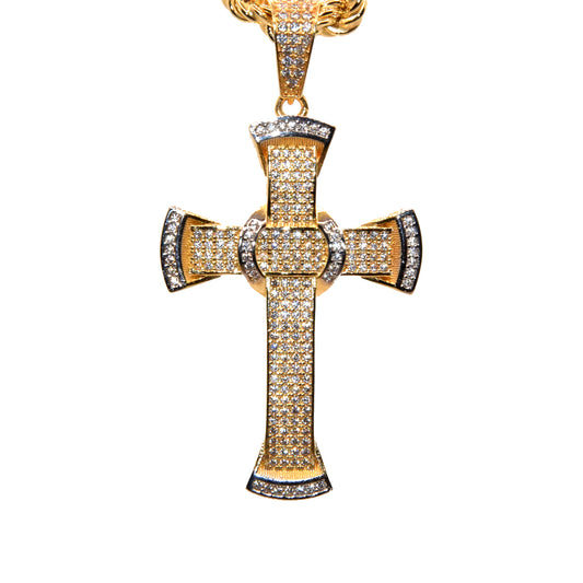 Collana Corda con croce pavè big argento 925