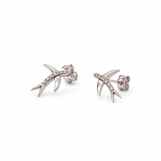 Boucles d'oreilles hirondelle en or blanc 18 carats