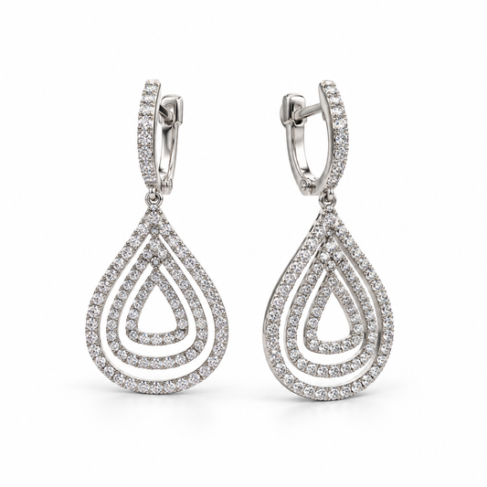Boucles d'oreilles pendantes royales en or 18 carats