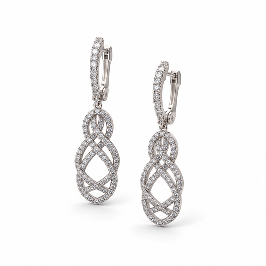 Boucles d'oreilles pendantes royales en or 18 carats
