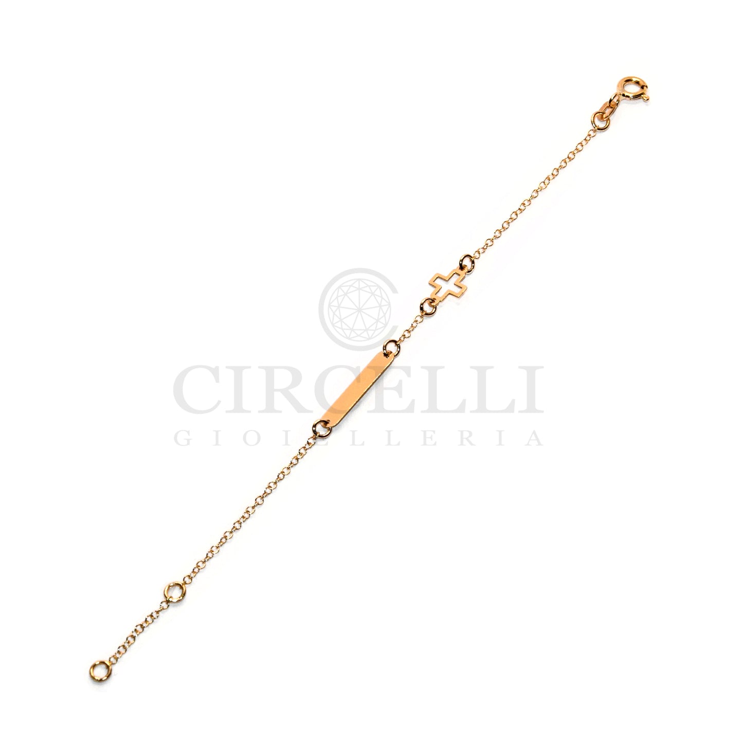 Bracciale croce con targa oro 18k