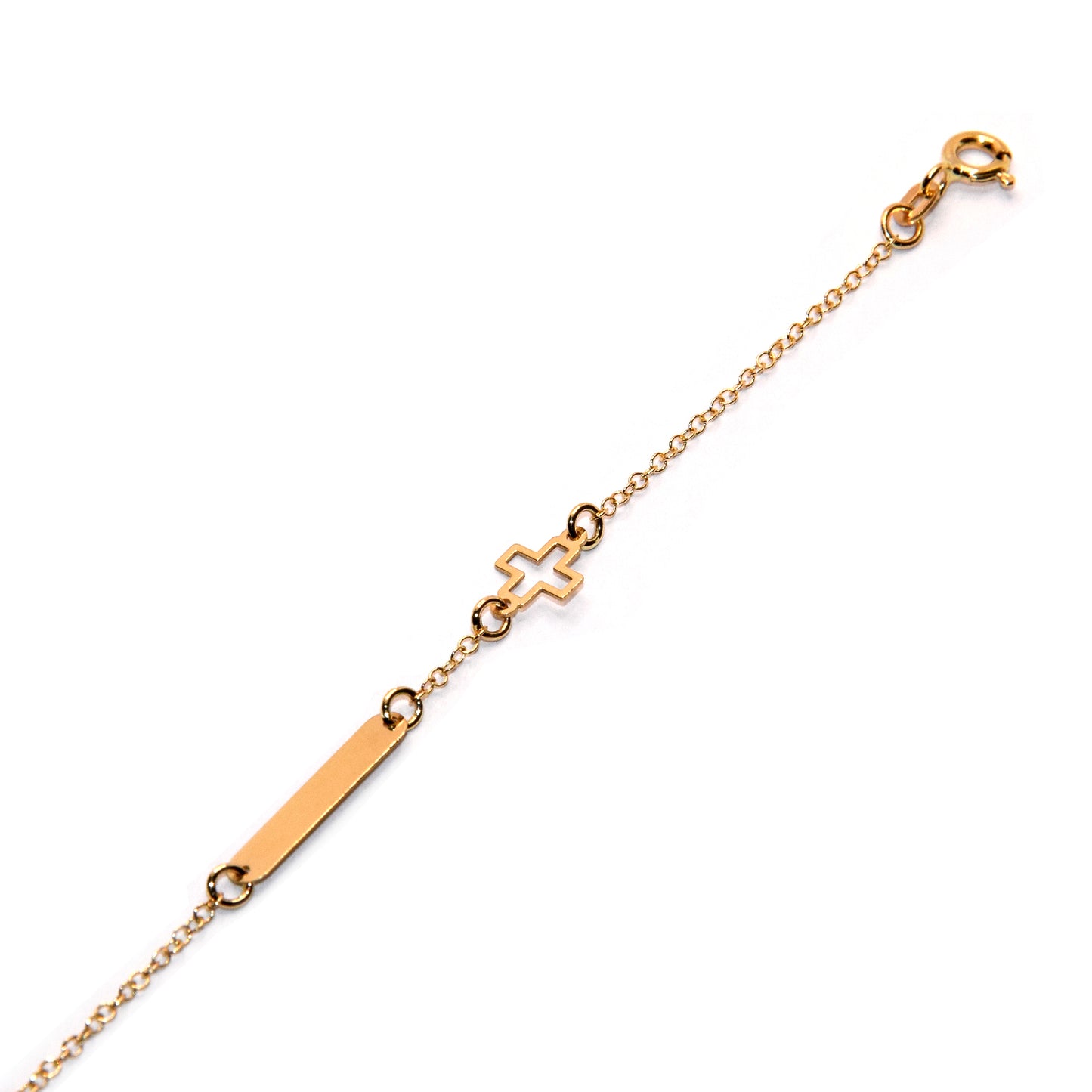 Bracciale croce con targa oro 18k