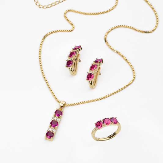 BARBIERI 925 silver Fuchsia stone ring