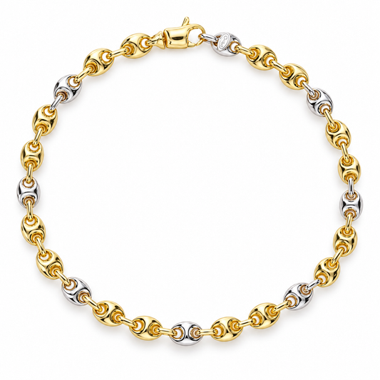 Bracciale maglia marina bicolore oro 18 carati