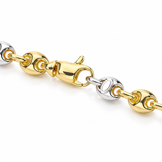 Bracciale maglia marina bicolore oro 18 carati