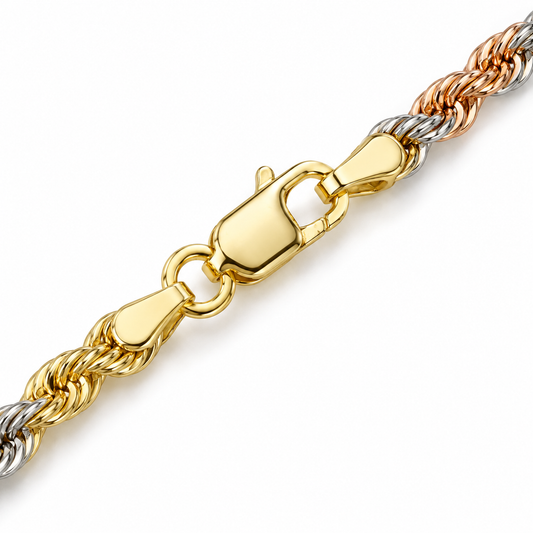 Bracciale corda tre ori 18 carati