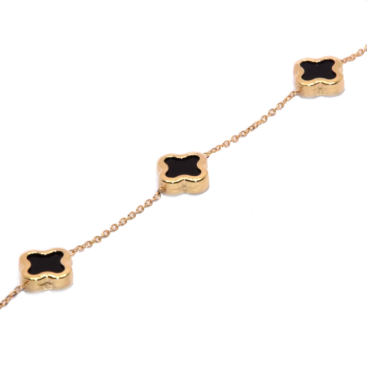 Bracciale con quadrifoglio in oro e onice | - La tua Bracciale con quadrifoglio in oro e onice | - La tua