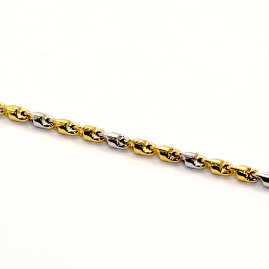 Collana tubolare bicolore oro 18 carati