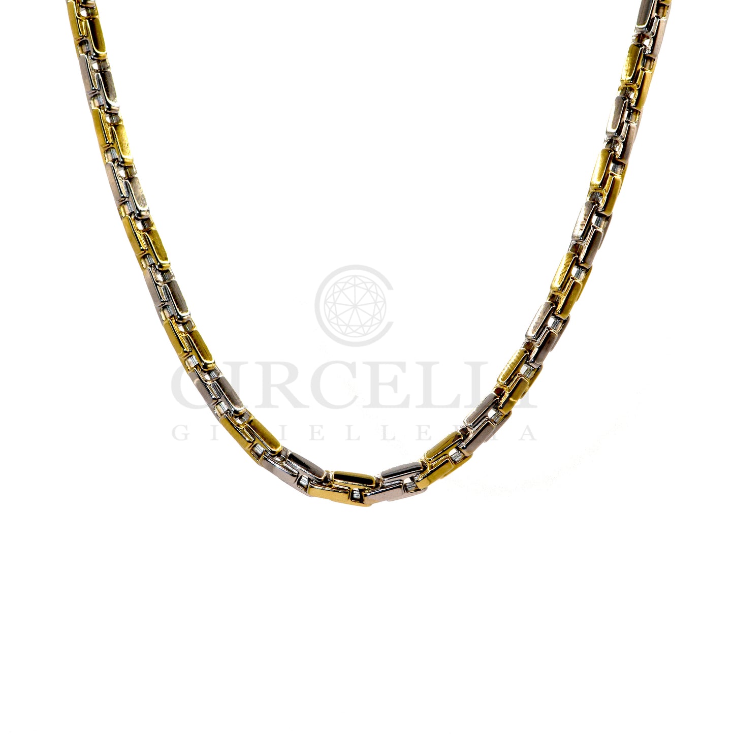 Collana tubolare bicolore oro 18k