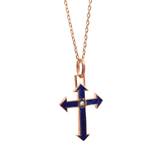 Collana croce frecce blu Arcadia