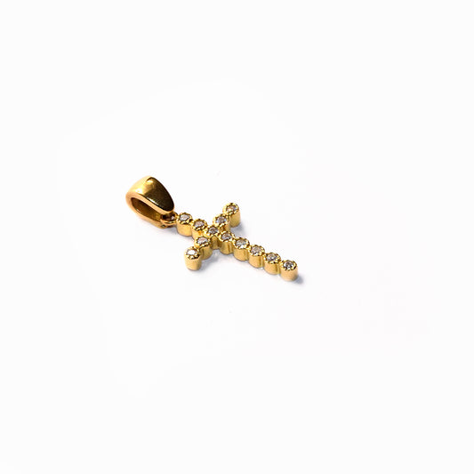 18K gold pavé cross