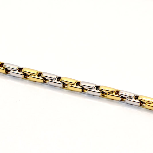 Collana tubolare bicolore oro 18 carati