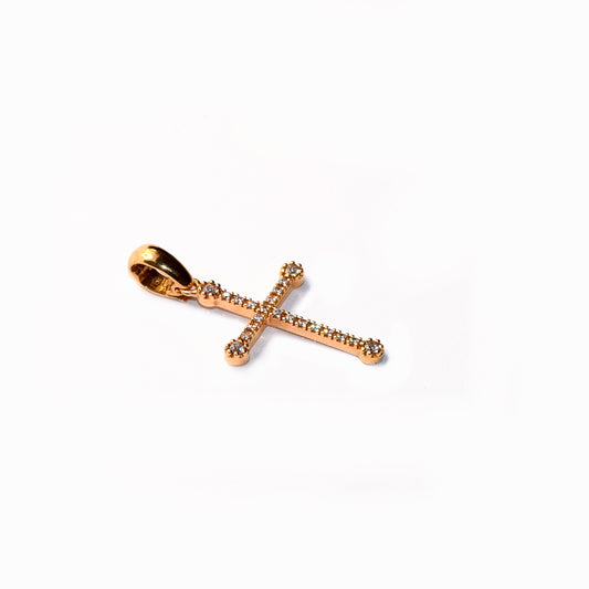 18K rose gold pavé cross