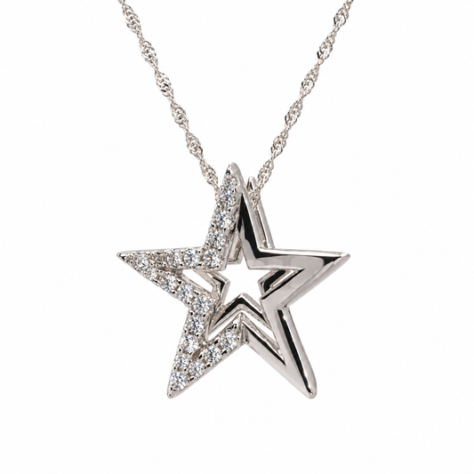 Collier étoile en or blanc 18 carats