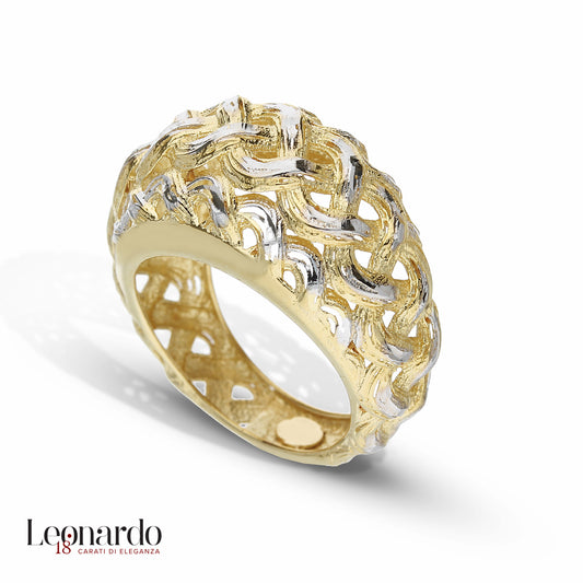 Anello donna bicolore oro 18 carati