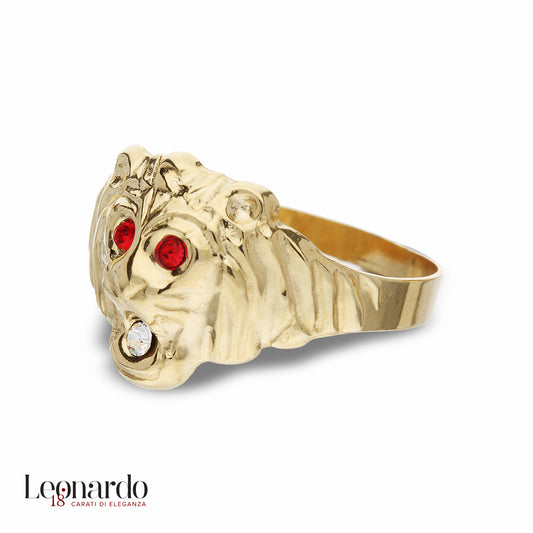 anello leone oro 18 carati