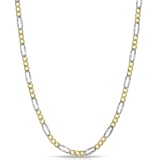 Collana da Uomo "Collezione Timeless" - Figaro 3+1 con finitura diamantata a raggi DANA L'OR 9 CARATI
