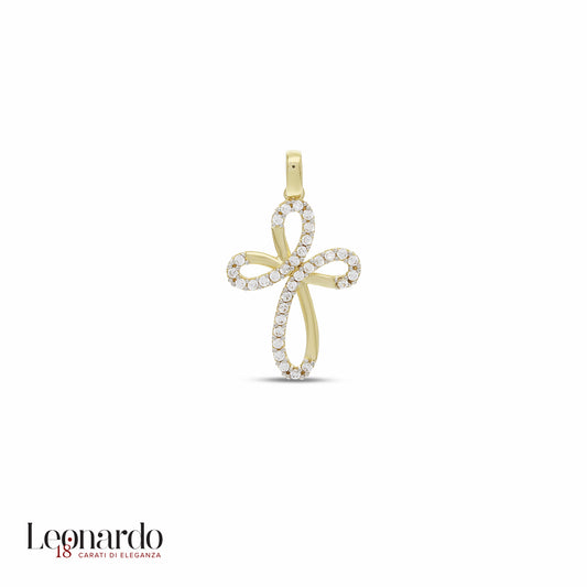 18K gold pavé cross