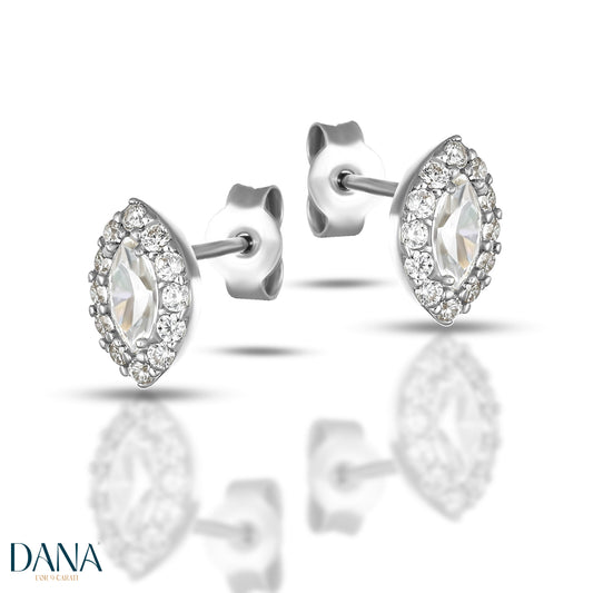 Orecchini da Donna con Swarovski bianco taglio marquise oro 9 carati DANA L'OR 9 CARATI
