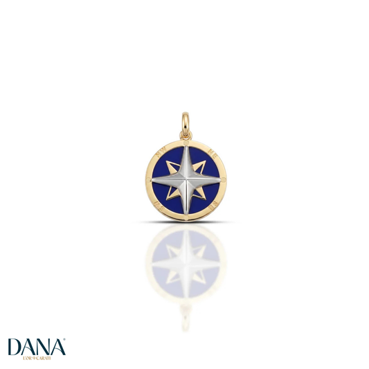 Pendente da Uomo, di forma tonda, con rosa dei venti - Collezione Meridian - DANA L'OR 9 CARATI