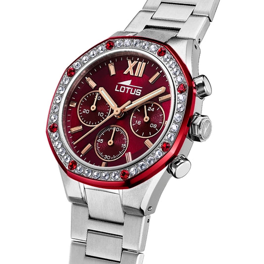 Montre LOTUS 18872/3 Bordeaux, bracelet en acier inoxydable 316L, pour femme